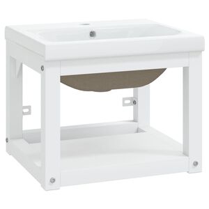 vidaXL Washbasin Frame With Basin | White | Powder-coated iron, Ceramic
