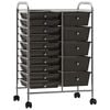vidaXL XXL 15-Drawer Mobile Storage Trolley Black Plastic