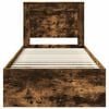 vidaXL Bed Frame with Headboard Smoked Oak 75 x 190 cm Solid Pine Wood