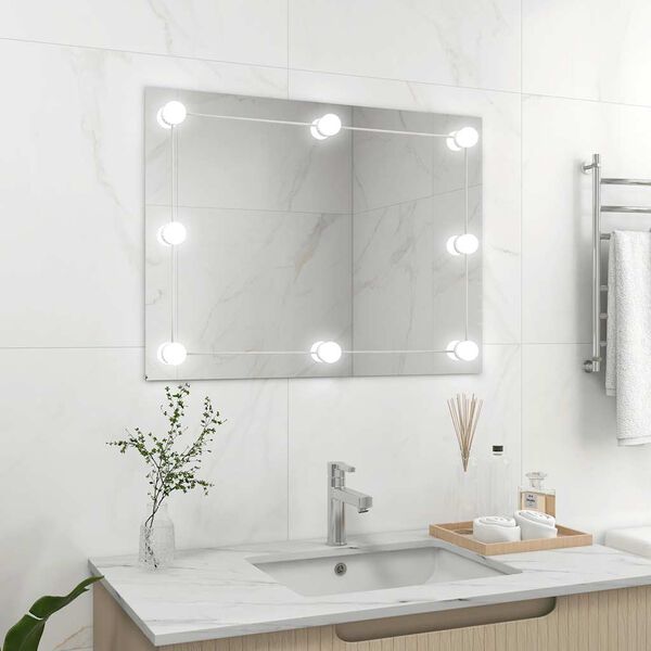 vidaXL Wall Frameless Mirror with LED Lights Rectangular Glass
