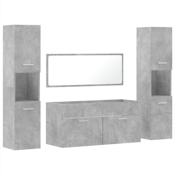 vidaXL 4 Piece Bathroom Furniture Set Concrete Grey Engineered Wood