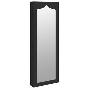 vidaXL Mirror Jewellery Cabinet Wall Mounted Black 37.5x10x106 cm