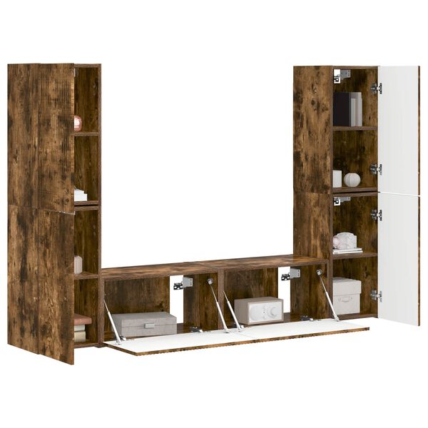 vidaXL TV Cabinet Set 6 pcs Smoked Oak Engineered Wood