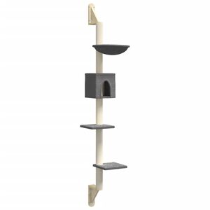 vidaXL Wall-mounted Cat Tree with Scratching Post Dark Grey 187 cm