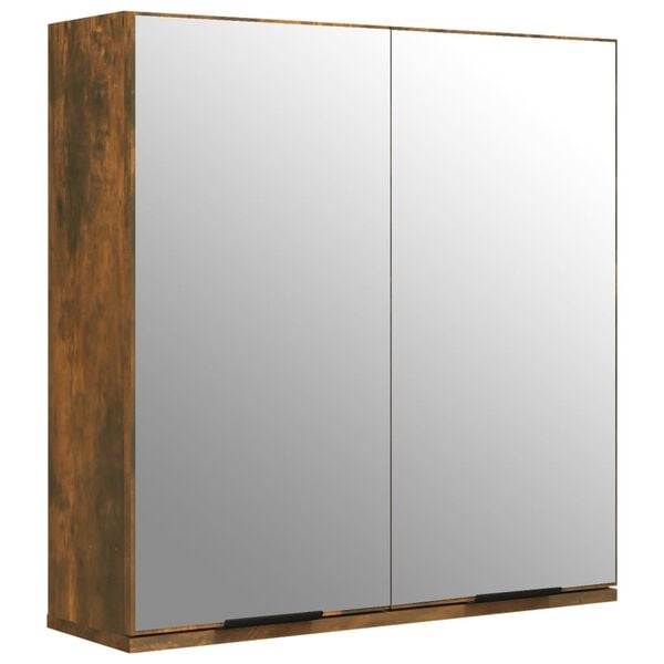 vidaXL Bathroom Mirror Cabinet Smoked Oak 64x20x67 cm