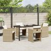 vidaXL Garden Dining Set with Cushion 5 pcs Beige Poly Rattan