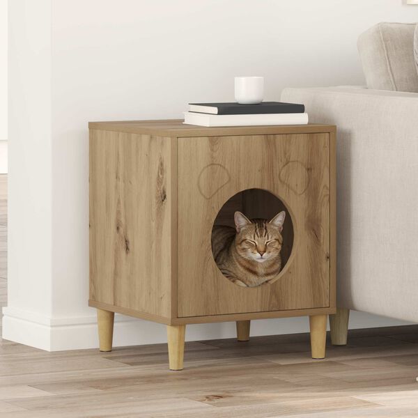 vidaXL Cat House Artisian Oak 42.5 x 40 x 53 cm Engineered Wood