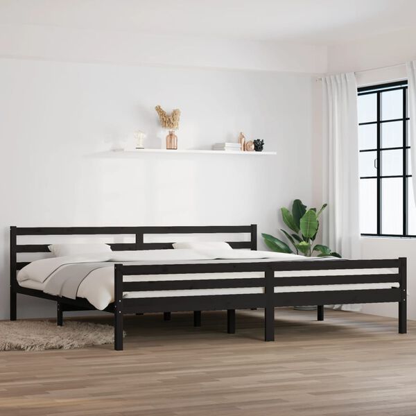 vidaXL Bed Frame without Mattress Black Solid Wood 200x200 cm
