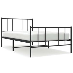 vidaXL Metal Bed Frame without Mattress with Footboard Black 75x190cm