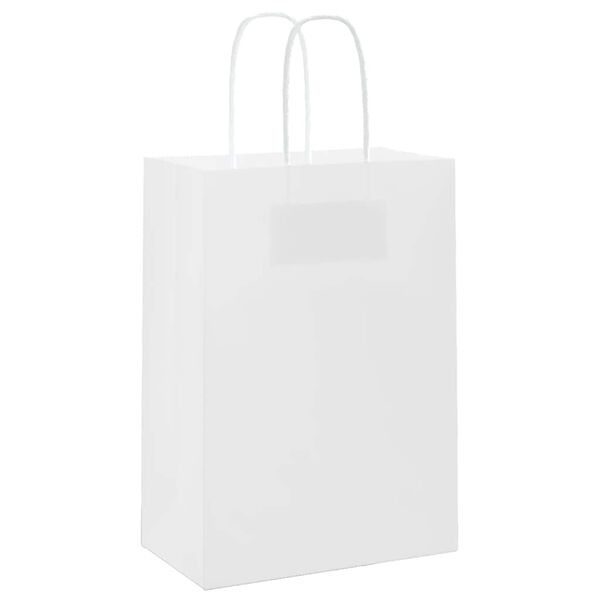 vidaXL Paper Bags 250 pcs with Handles White 15x8x21 cm