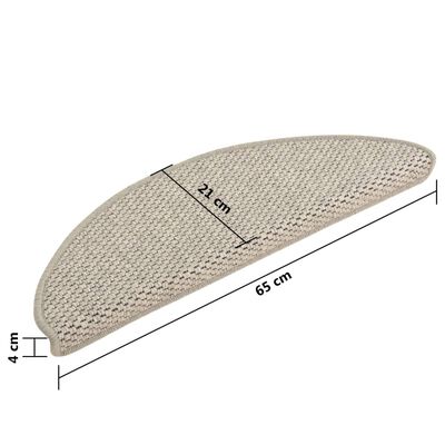 vidaXL Stair Mats Self-adhesive Sisal-Look 15 pcs 65x21x4 cm Taupe