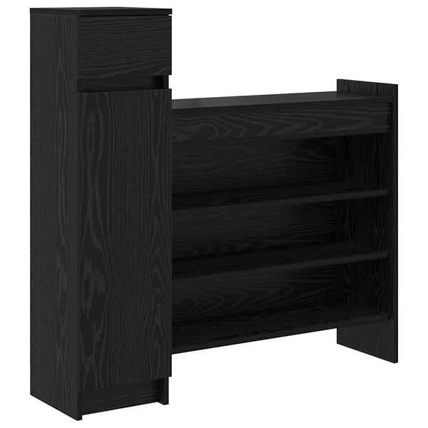 vidaXL Shoe Cabinet Black Oak 100.5 x 28 x 100 cm Engineered Wood