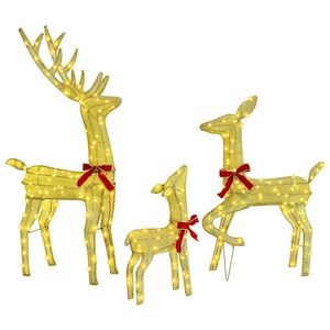 vidaXL Reindeer Family 3 pcs Warm white 68 x 26 x 127 cm Fabric