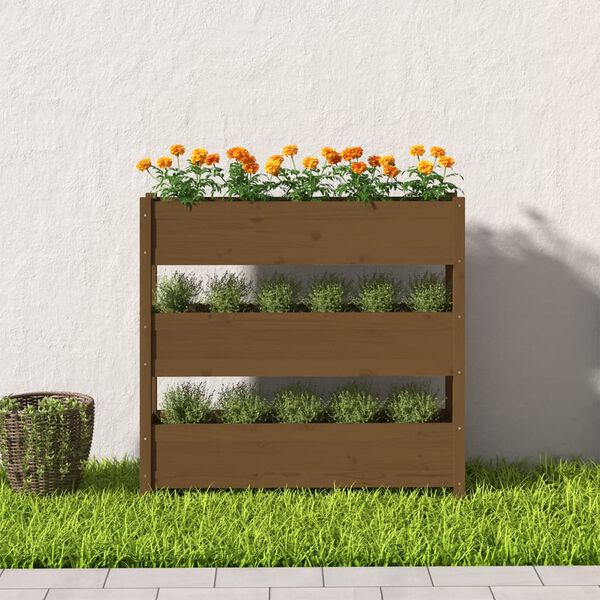 vidaXL Planter Honey Brown 112x25x104.5 cm Solid Wood Pine