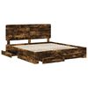 vidaXL Bed Frame with Drawer Smoked Oak 200 x 200 cm Engineered Wood