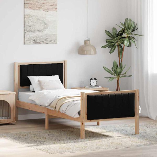 vidaXL Bed frame Brown and black 80 x 200 cm Solid pine wood