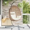 vidaXL Hanging Egg Chair Light cream 104 x 100 x 191 cm Poly Rattan