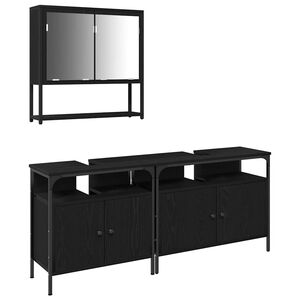 vidaXL Bathroom Furniture Set 3 pcs Black Engineered wood