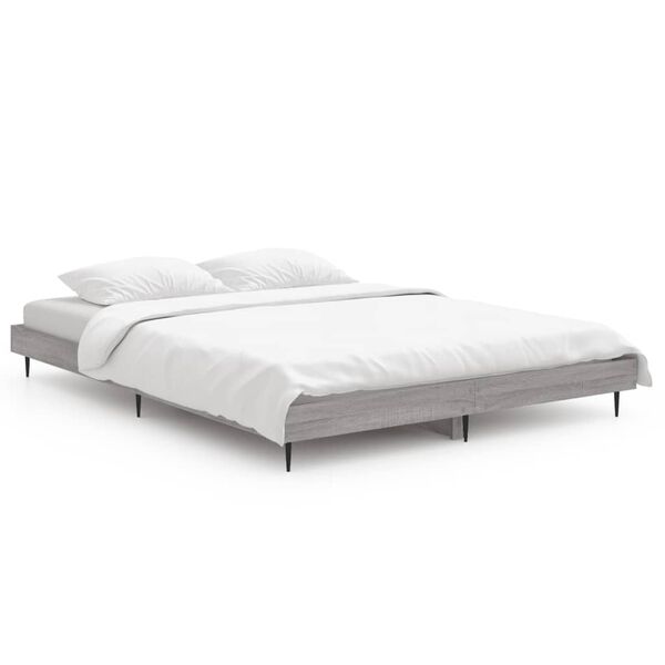 vidaXL Bed Frame without Mattress Grey Sonoma 140x190 cm Engineered Wood