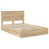 vidaXL Storage Bed with Drawer Sonoma Oak 160 x 200 cm Engineered Wood