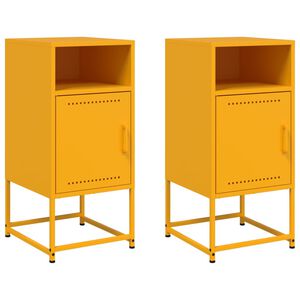 vidaXL Bedside Cabinets 2 pcs Mustard Yellow 36x39x78 cm Steel