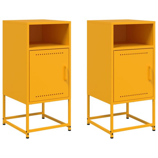 vidaXL Bedside Cabinets 2 pcs Mustard Yellow 36x39x78 cm Steel