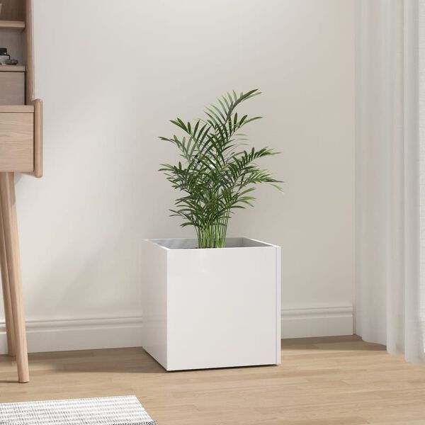 vidaXL Planter Box High Gloss White 40x40x40 cm Engineered Wood