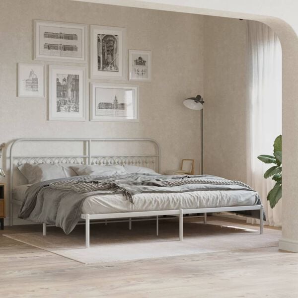 vidaXL Metal Replace Headboard White 193 cm