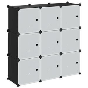 vidaXL Storage Cube Organiser with 9 Cubes and Doors Black PP