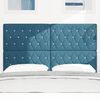 vidaXL LED Headboard with LED Strip Lights Dark Blue 160 cm Polyester
