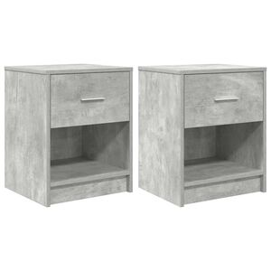 vidaXL Bedside Cabinets 2 pcs with Drawer Concrete Grey 40x34x50 cm