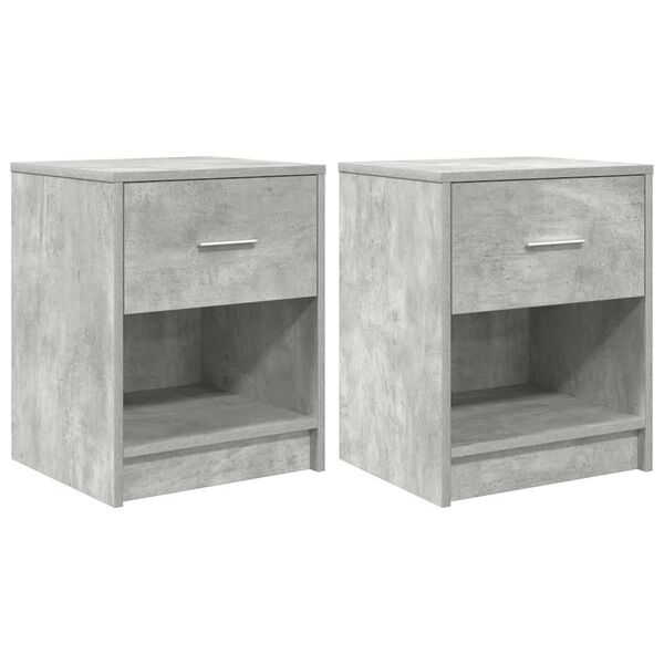 vidaXL Bedside Cabinets 2 pcs with Drawer Concrete Grey 40x34x50 cm
