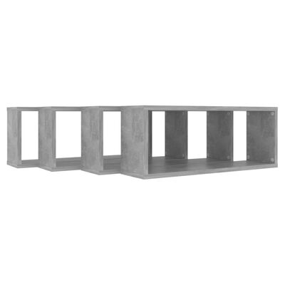 vidaXL Wall Cube Shelf 4 pcs Concrete Grey 60x15x23 cm Engineered Wood