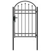 vidaXL Fence Gate with Arched Top Steel 104x150 cm Black
