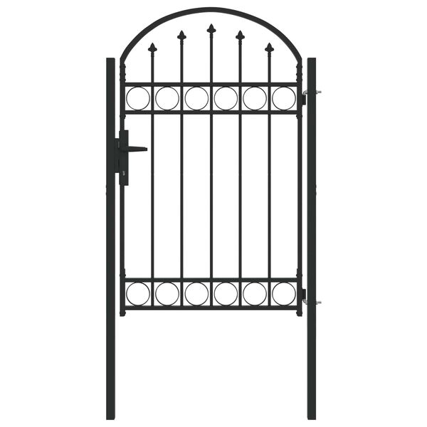 vidaXL Fence Gate with Arched Top Steel 104x150 cm Black