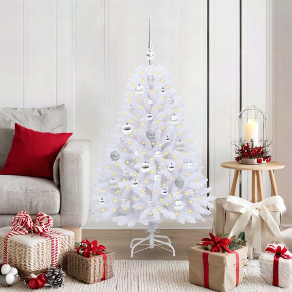 vidaXL Artificial Hinged Christmas Tree White 120 cm PVC and Steel
