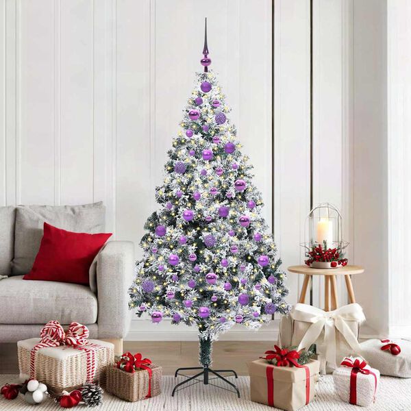 vidaXL Artificial Christmas Tree with 300 LEDs with Stand White 180 cm