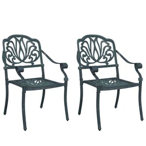 vidaXL Garden Chairs 2 pcs Green Cast Aluminium
