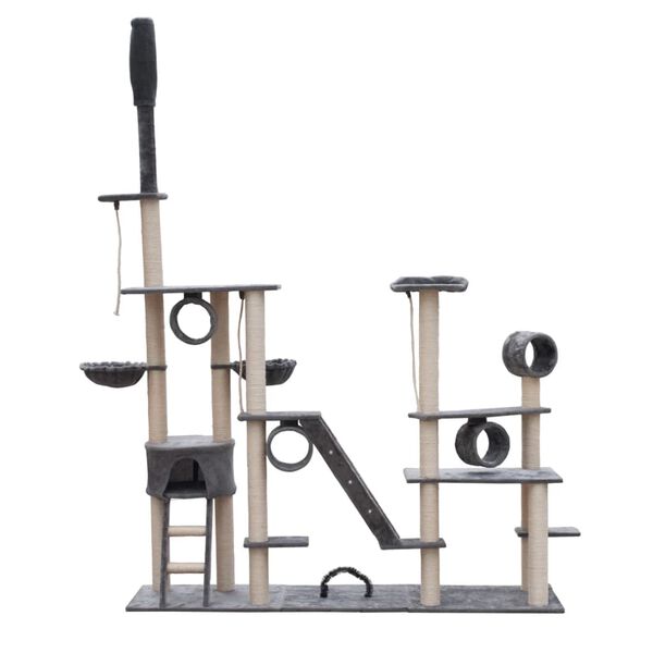 vidaXL Cat Tree Deluxe 230-260 cm Grey Plush