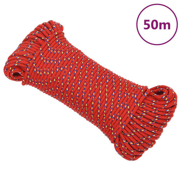 vidaXL Boat Rope Red 4 mm 50 m Polypropylene
