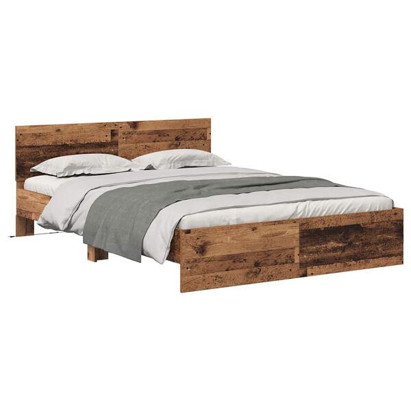 vidaXL Bed Frame with Headboard Old Wood 120 x 200 cm Engineered Wood