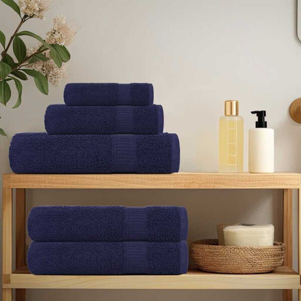 vidaXL 12 Piece Towel Set "FROGN" Navy Blue 100% Cotton
