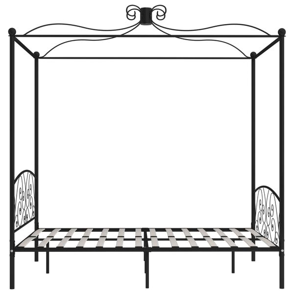 vidaXL Canopy Bed Frame without Mattress Black Metal 160x200 cm