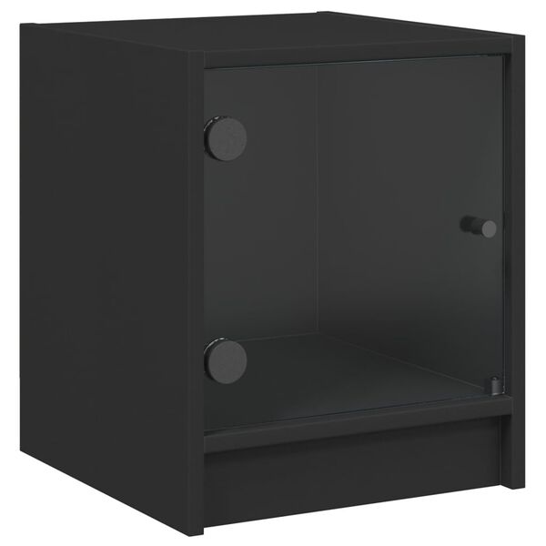 vidaXL Bedside Cabinet with Glass Door Black 35x37x42 cm