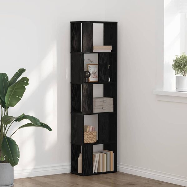 vidaXL Bookcase Black Oak 45 x 23.5 x 162.5 cm