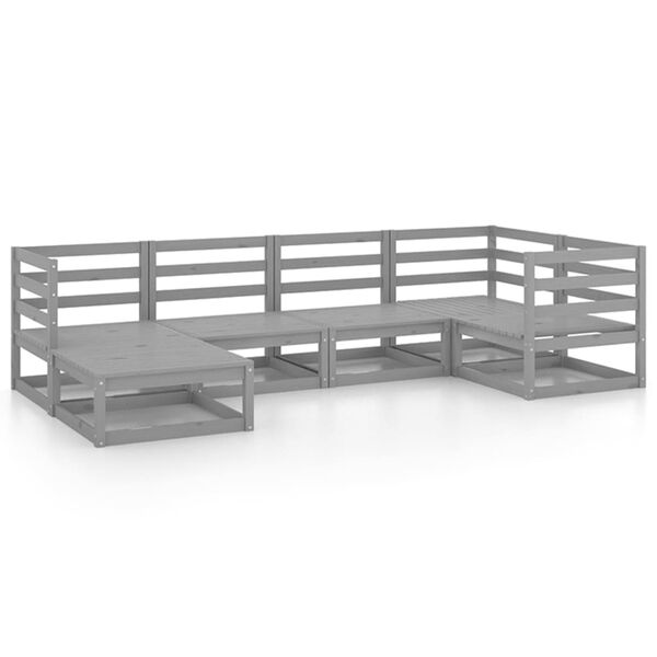 vidaXL 6 Piece Garden Lounge Set Grey Solid Pinewood