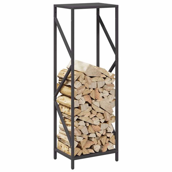 vidaXL Firewood Rack Black 34x25x100 cm Cold-rolled steel