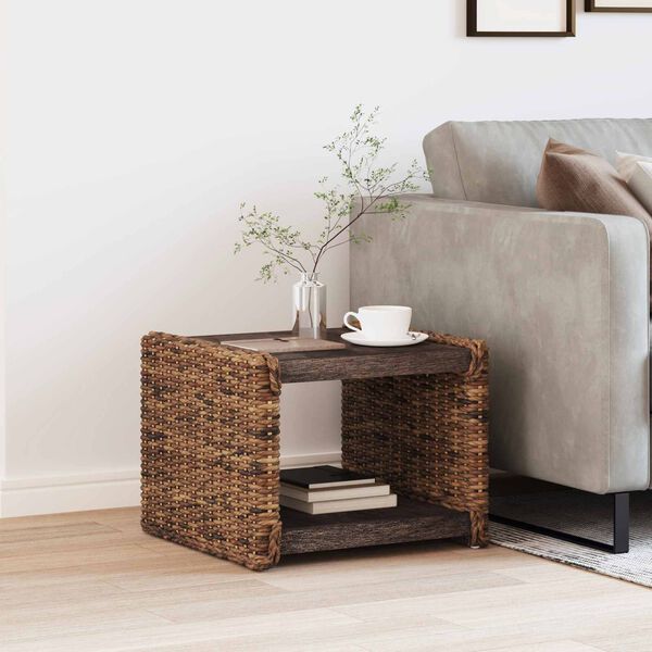vidaXL Side Table Natural 44.5 x 45 x 45 cm Solid Mahogany Wood