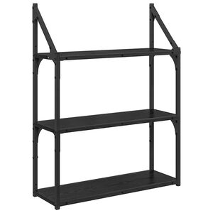 vidaXL Wall Shelf Wall-Mounted Black Oak 60 x 21 x 78.5 cm