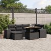 vidaXL 7 Piece Garden Sofa Set with Cushions Black Poly Rattan